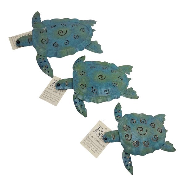 Vintage Metal Sea Turtle Hatchling Set Of 3 Regal Art & Gift Wall Decor 2005 - Picture 1 of 6